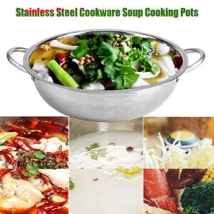 Stainless Steel Shabu Hot Pot Induction Cooker Home Kitchen Cookware Soup Cooking Pots for Cooktop Gas Stove (11.8inch)