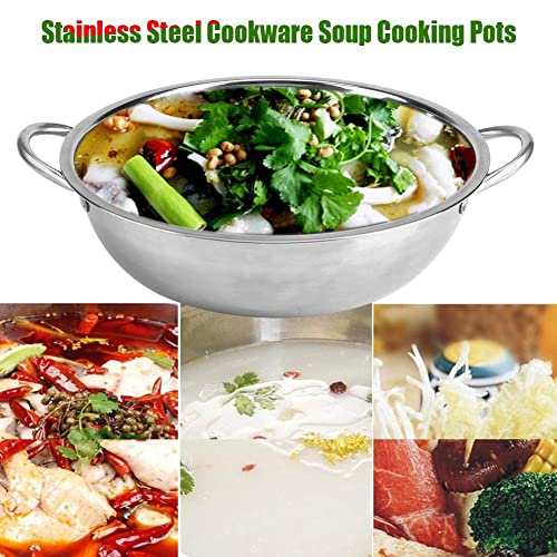 Stainless Steel Shabu Hot Pot Induction Cooker Home Kitchen Cookware Soup Cooking Pots for Cooktop Gas Stove (11.8inch)