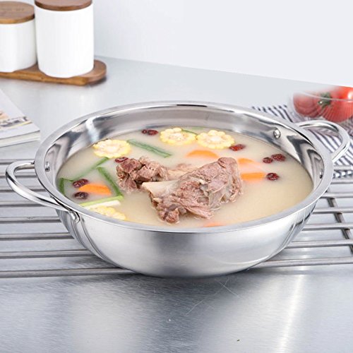 Stainless Steel Shabu Hot Pot Induction Cooker Home Kitchen Cookware Soup Cooking Pots for Cooktop Gas Stove (11.8inch)