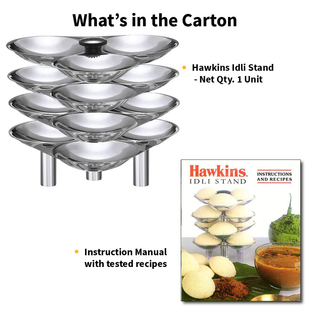 Hawkins Stainless Steel Idli Stand - 12 Idlis, (For 5 Litre and bigger Pressure Cooker), Silver (SSID5)