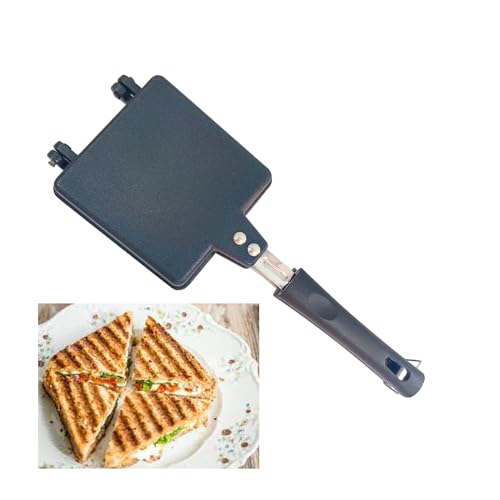 SHRIYA Non-Stick Coating Double Grill Toaster Double Sided Grill Omelette Trays Sandwich Toaster Grill Cooks Toasties Breakfast and More Foldable Grill Frying Pan Baking Pancake Pan