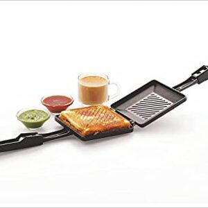 SHRIYA Non-Stick Coating Double Grill Toaster Double Sided Grill Omelette Trays Sandwich Toaster Grill Cooks Toasties Breakfast and More Foldable Grill Frying Pan Baking Pancake Pan