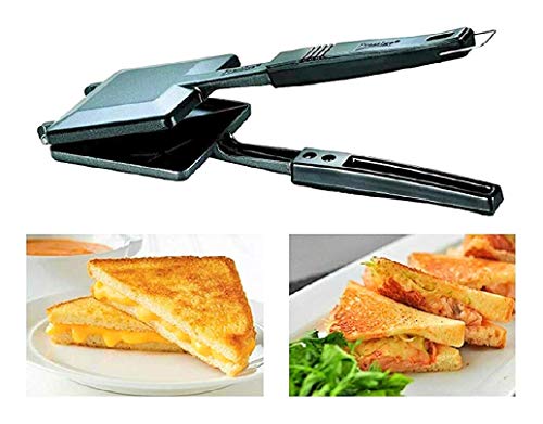 SHRIYA Non-Stick Coating Double Grill Toaster Double Sided Grill Omelette Trays Sandwich Toaster Grill Cooks Toasties Breakfast and More Foldable Grill Frying Pan Baking Pancake Pan