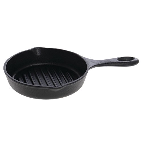 Norpro Pre-Seasoned Cast Iron 6.75 Inch Round Grill Pan, Black