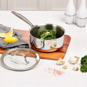 Copper Chef Titan Pan, Try Ply Stainless Steel Non-Stick Frying Pans, 2 QT Sauce Pan with Lid