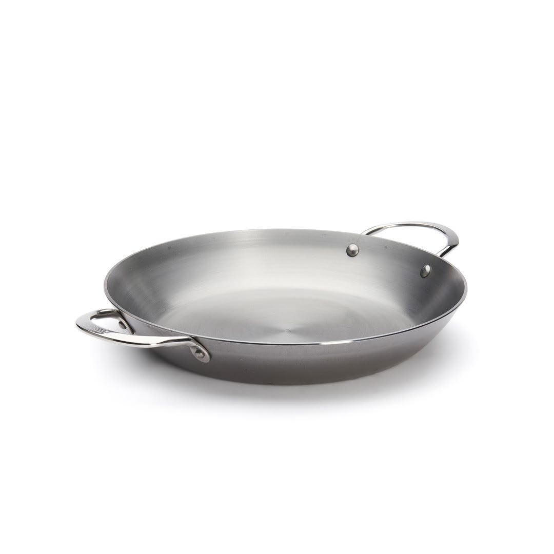 de Buyer MINERAL B Carbon Steel Paella Pan - Multipurpose Pan for Stovetop & Oven - Naturally Nonstick - Made in France