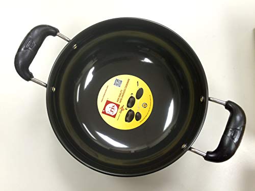 Eris EHDF314 Hard Anodized 8.5" Deep Fry Pan/Kadhai, Black