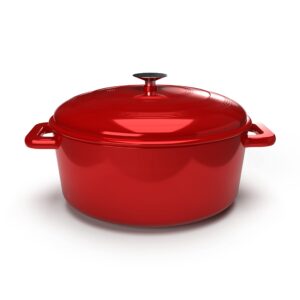 w4h 6-quart enamel dutch oven - non-stick cast iron pot with lid for braising, stewing, boiling, bread baking - heat safe up to 500°f - multiple colors available