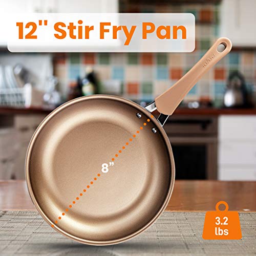 12'' Durable Large Fry Pan - Non-stick High-Qualified Kitchen Cookware, Induction compatible| PTFE/PFOA/PFOS-Free Heat Resistant Lacquer Kitchen Ware, Compatible with Models: NCCW14S & NCCW20S