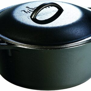 Lodge L8DOLKPLT Cast Iron Dutch Oven with Dual Handles, Pre-Seasoned, 5-Quart & SCRAPERPK Durable Pan Scrapers, Red and Black, 2-Pack