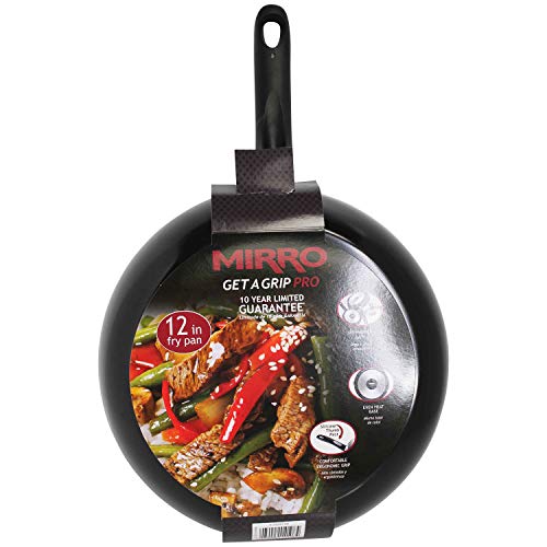 Mirro A7970784 Get A Grip Aluminum Nonstick 12-Inch Fry Pan / Saute Pan Cookware, Black