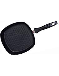 shourya trading satre online and marketing nonstick square grill pan, black, 15.2 x 9 x 1.5 inch, aluminum