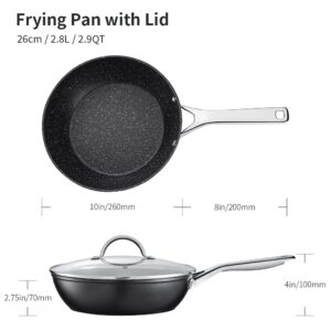 N++A Nonstick Frying Pan, Fry Skillet for All Stoves including Induction, Oven & Dishwasher Safe, Black