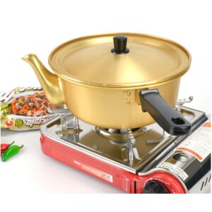 Nepure Korean Food Ramen Kettle Pot, Saucepan, Camping Pot - Ramyun Chapagetti Cooker for Cooking, Soup, Curry, Pasta, Stew and More with Heatproof Single Handle (7 inch(18cm))