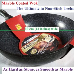 Ceramic Marble Coated Cast Aluminium Non Stick Wok 30 cm (12 inches)