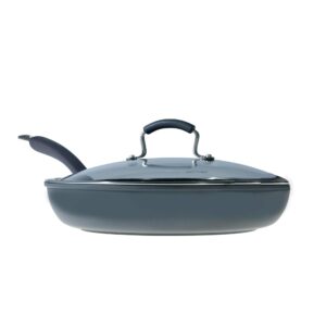 epicurious cookware classic collection- induction dishwasher safe oven safe non-stick, 13" covered hard anodized fry pan