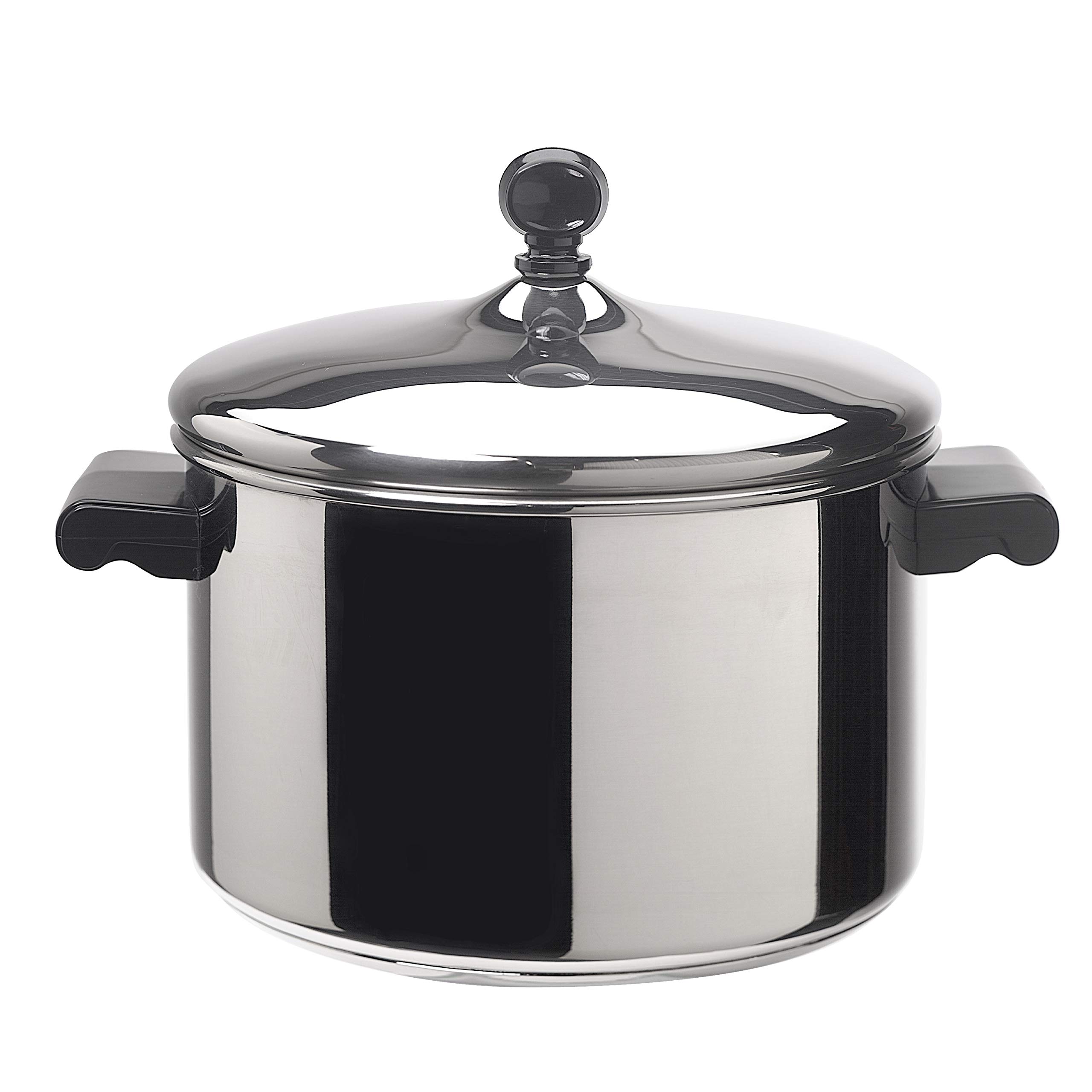 Farberware Classic Stainless Steel 6-Quart Stockpot with Lid, Stainless Steel Pot with Lid, Silver & Classic Stainless Steel 4-Quart Covered Saucepot - - Silver