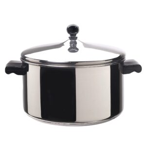 Farberware Classic Stainless Steel 6-Quart Stockpot with Lid, Stainless Steel Pot with Lid, Silver & Classic Stainless Steel 4-Quart Covered Saucepot - - Silver