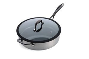 bk ceramic black, ceramic nonstick induction 4.4qt nonstick saute pan with lid, pfas free, dishwasher safe, black