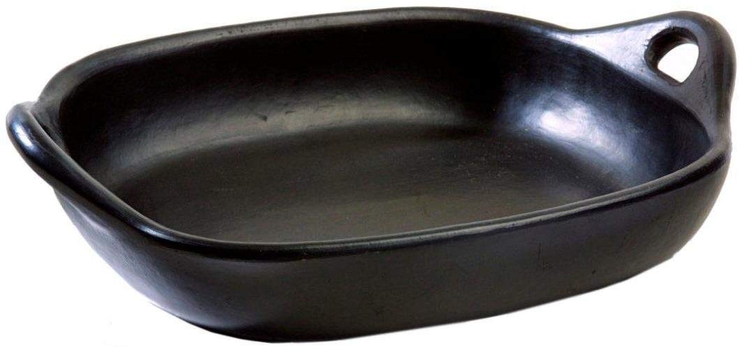 Chamba Black Clay Roasting Pan - Stylish Square Pan From Colombia, Clay Pot for Cooking, Oven Pan, Clay Cooking Pots, Roaster Pan, Elegant Cookware & Dinnerware, Medium Pans 10" x 9" x 2"