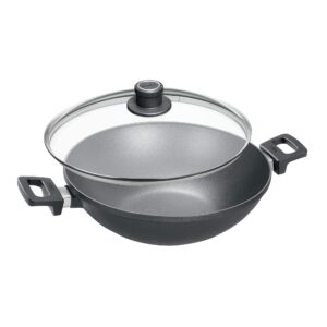 woll nowo titanium wok with side handles and lid, 12.5-inch, gray
