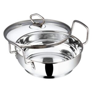 Vinod Stainless Steel Kadhai/Wok with Glass lid - Induction Friendly (30 cm/ 11.8 inch)- Capacity: 7 L