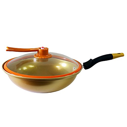 Tayama 32cm, Gold Non-Stick Ceramic Wok, Large (TWG-32)