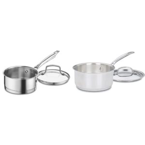 cuisinart 8919-14 professional series 1-quart saucepan with cover, stainless steel & 719-16 1.5-quart chef's-classic-stainless-cookware-collection, saucepan w/cover
