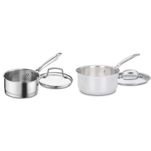 Cuisinart 8919-14 Professional Series 1-Quart Saucepan with Cover, Stainless Steel & 719-16 1.5-Quart Chef's-Classic-Stainless-Cookware-Collection, Saucepan w/Cover