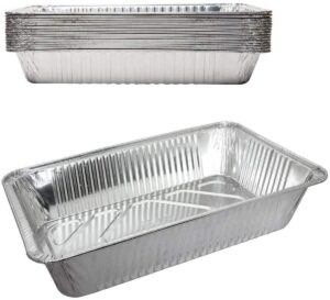 disposable aluminum foil steam roaster pans, full size deep, heavy duty baking roasting broiling catering 20 x 13 x 3 inches (15)