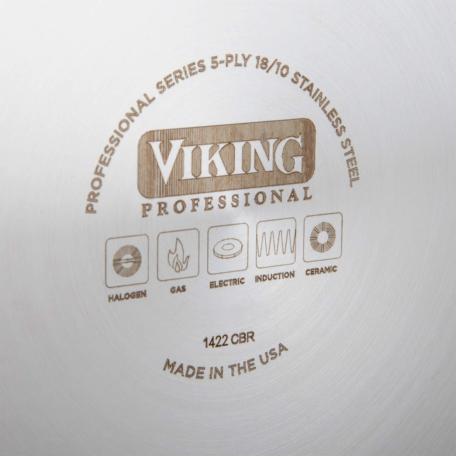 VIKING Culinary Professional 5-Ply Stainless Steel Fry Pan, 12 Inch, Includes Lid, Dishwasher, Oven Safe, Works on All Cooktops including Induction, Satin Finish