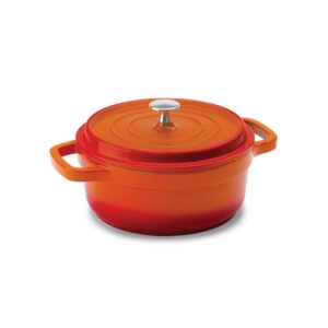 hercules by mundial, cast-aluminum dutch oven pot with lid & handles, all stove types, oven-safe casserole cookware with nonstick enamel, orange 20l