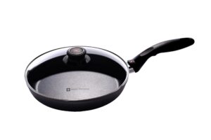 swiss diamond 9.5" frying pan - hd nonstick induction diamond coated aluminum skillet, includes lid - pfoa free, dishwasher safe and oven safe fry pan, grey