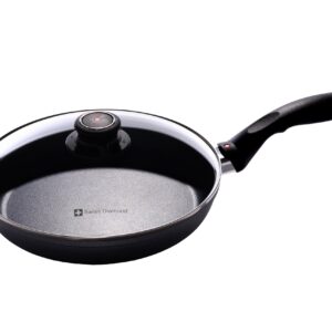 Swiss Diamond 9.5" Frying Pan - HD Nonstick Induction Diamond Coated Aluminum Skillet, Includes Lid - PFOA Free, Dishwasher Safe and Oven Safe Fry Pan, Grey