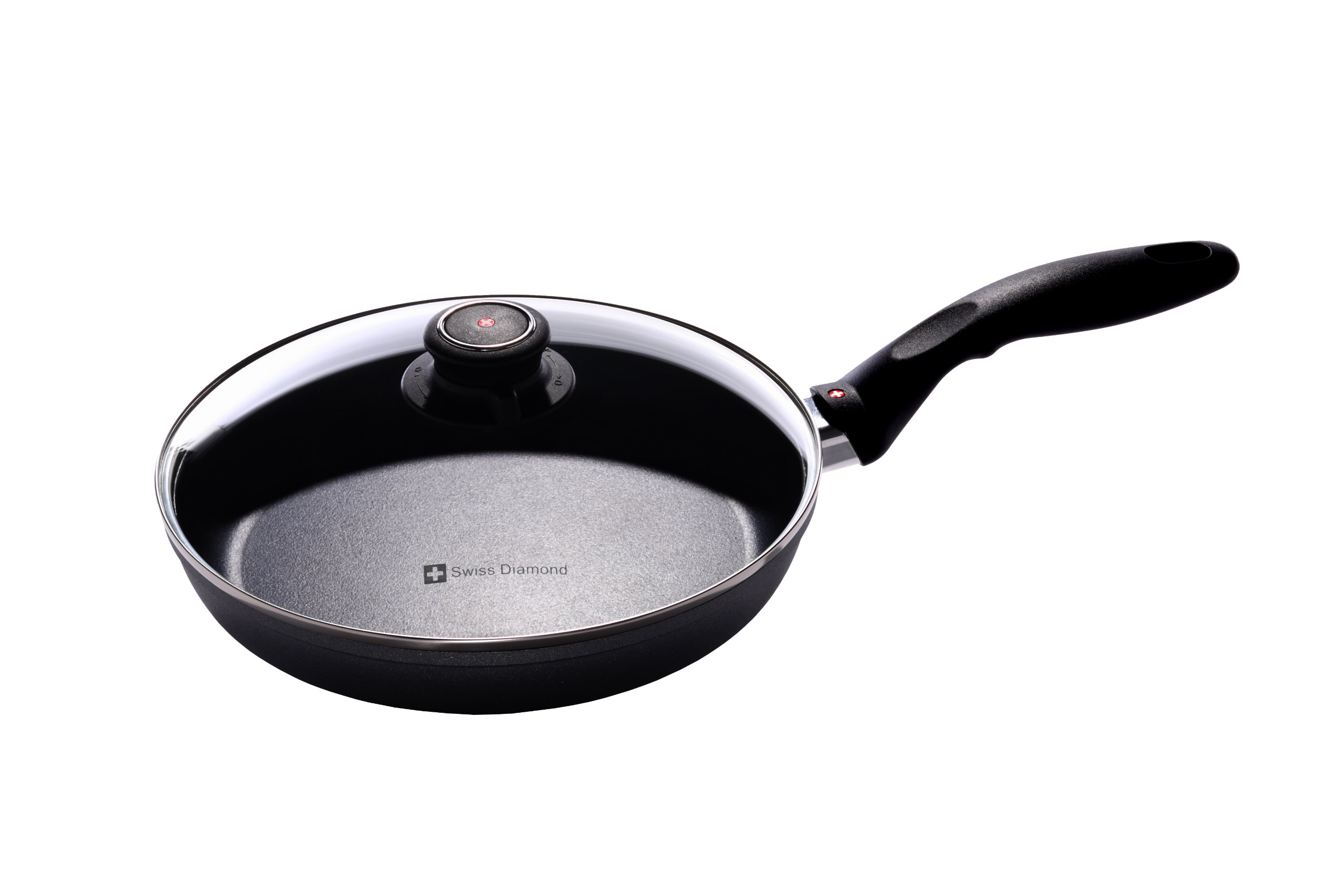 Swiss Diamond 9.5" Frying Pan - HD Nonstick Induction Diamond Coated Aluminum Skillet, Includes Lid - PFOA Free, Dishwasher Safe and Oven Safe Fry Pan, Grey