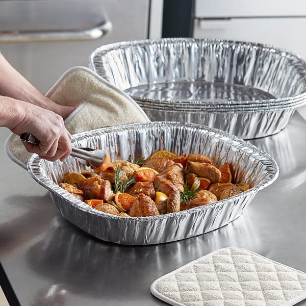 Disposable Oval Roasting Pan - Durable Turkey Roaster Pans Extra Large, Heavy-Duty Aluminum Foil, Deep, Oval Shape for Chicken, Meat, Brisket, Roasting, Baking, Recyclable (20)