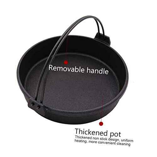 Yardwe 1 Set Skillet with Lid Japanese Sukiyaki Pot Soup Pot Nonstick Cookware Cast Iron Sukiyaki Pan Non-Sticky Cooking Utensil Camping Skillet Dumplings Iron Pan Small Cast Iron Pots