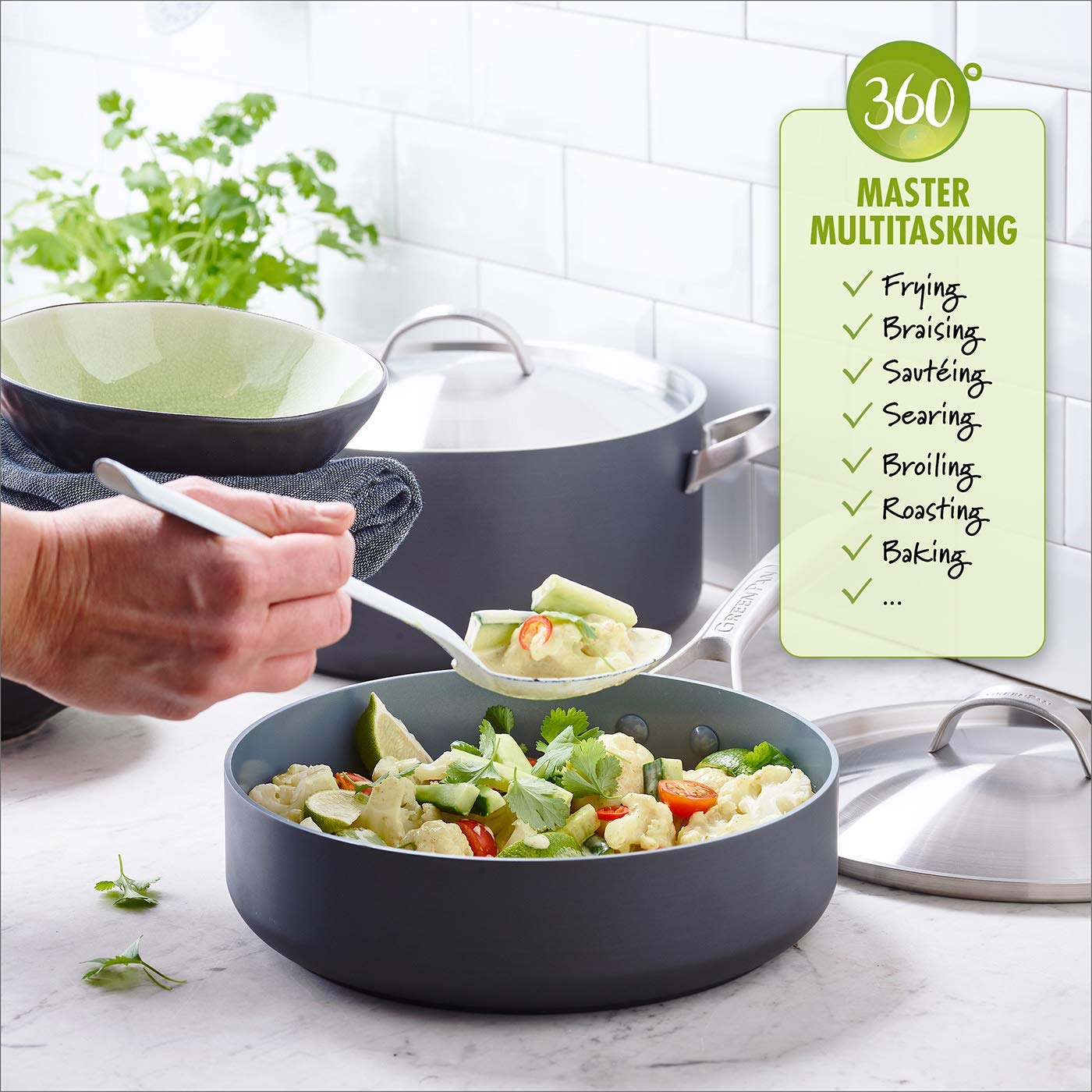 Green Pan 11"/4Qt Covered Sauté Pan W. Helper Handle