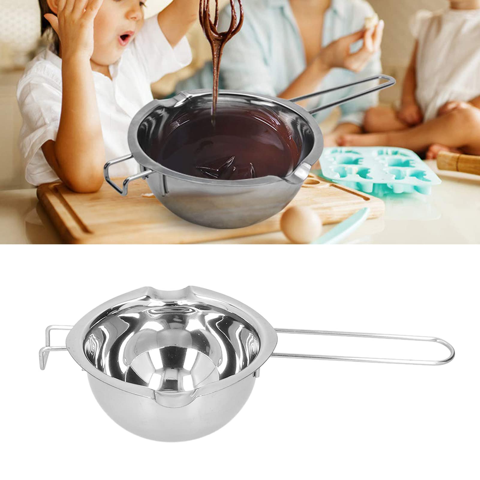 Chocolate Melting Pot, 400ml Stainless Steel Double Boiler Pot Universal Melting Pot for Melting Chocolate, Candy, Soap and Candle Making