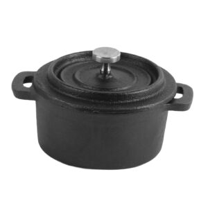 cast iron dutch oven, non stick camp dutch oven camping pot with lid for outdoor cooking baking, 3.9 inch(diameter 10cm)