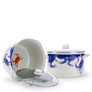 golden rabbit enamelware - blue crab pattern - 18qt stock pot