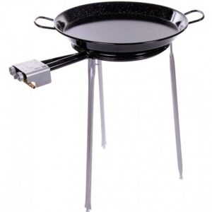 castevia paella pan enamelled + paella gas burner and stand set - complete paella kit for up to 13 servings (nonstick)