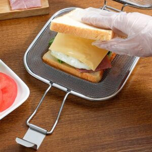 UPKOCH Barbeque Grill Accessories Sandwich Maker Roasting Baking Grill: Non- Stick Sandwich Panini Press Making Basket Bread Grill Tray Crisper Tool