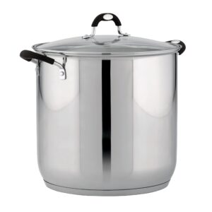 22 qt tramontina stainless steel covered stockpot, induction ready, 3ply base, clear lid
