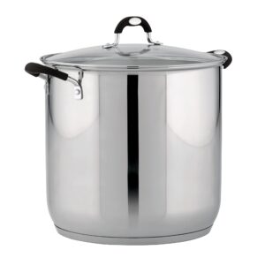 22 Qt Tramontina Stainless Steel Covered Stockpot, Induction Ready, 3ply Base, Clear Lid