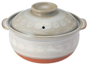 ginpo pottery 21581 earthenware pot, gray, hanamishima, zori cooker pot