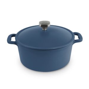 dash zakarian by dash 4.5 qt nonstick cast iron dutch oven, titanium ceramic nonstick pot with lid and handles, blue
