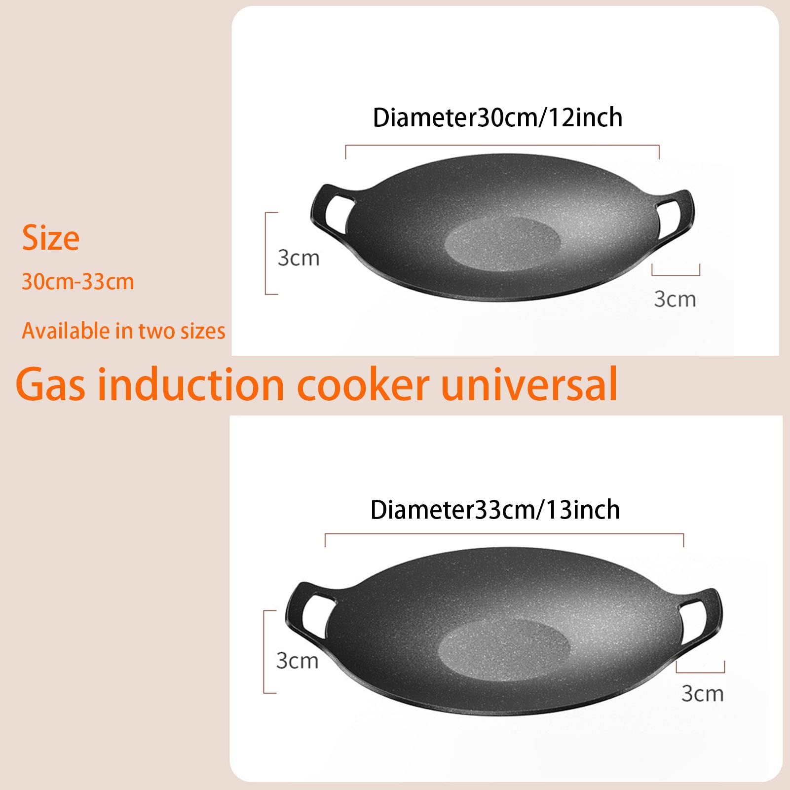 Rwoora Grill Pan,13 Inch Non-stick Baking Pan+Brush+dry Cloth,Barbecue Pot Outdoor Camping Grill Plate Fry Pan for Stove Tops &Induction Compatible (30cm/12inch)