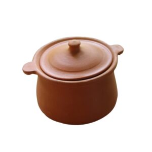 Village Decor Earthen clay cooking pot with lid (Porridge pot-2.1qt)