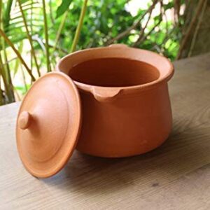 Village Decor Earthen clay cooking pot with lid (Porridge pot-2.1qt)